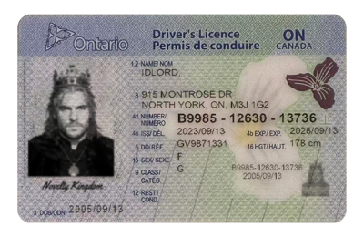 Ontario Fake Dirvers Licence (2025 version)
